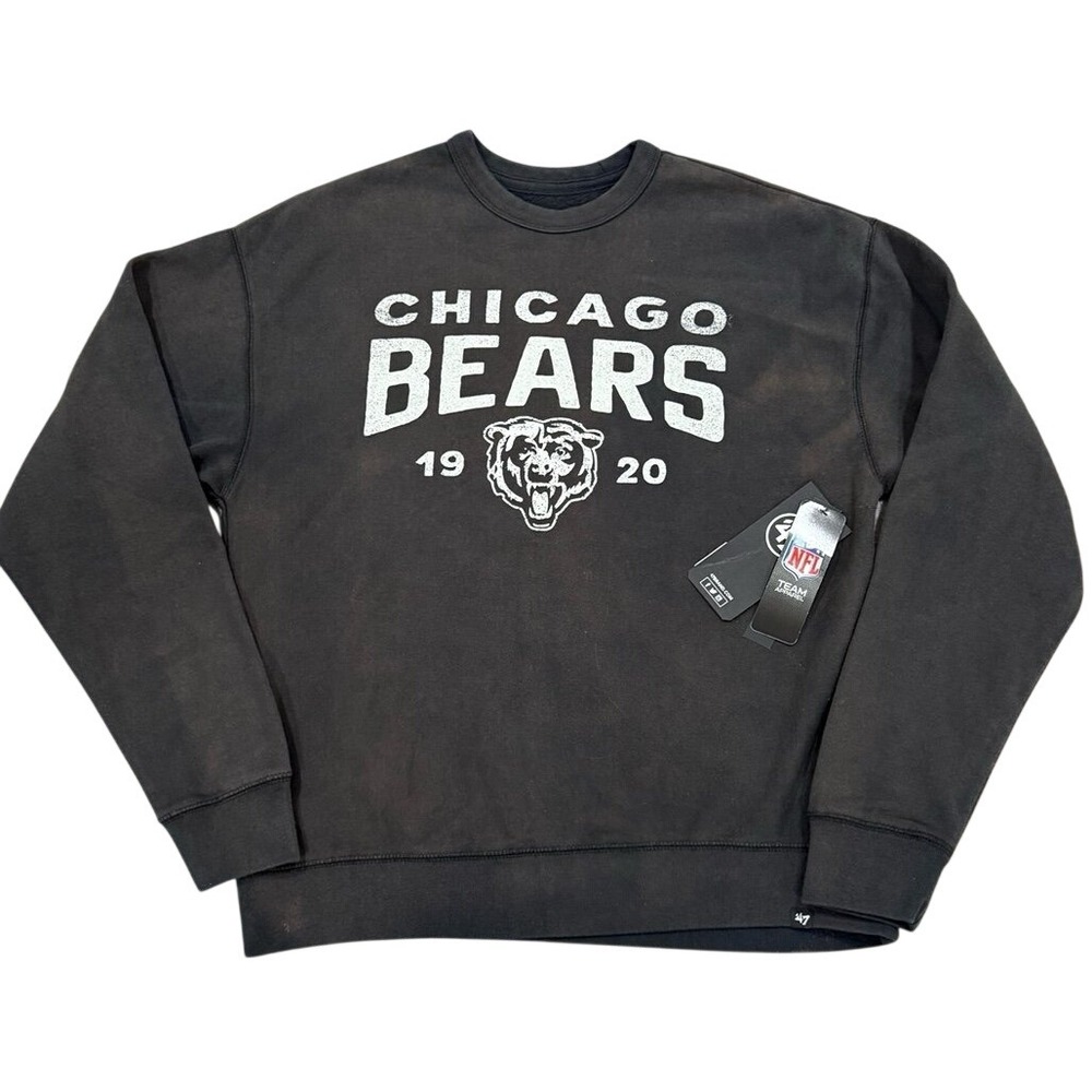 Chicago Bears‎ '47 Brand Crewneck Sweatshirt Men's Small DUSTED Jet Black NWT